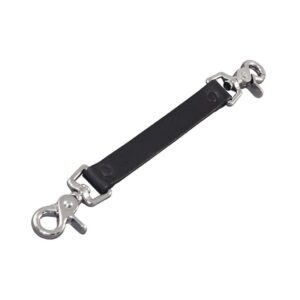 Black leather strap with two silver swivel lobster-clasp end hooks on each end