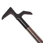 Claw hammer with wooden handle and metal head, used for driving and removing nails in carpentry.