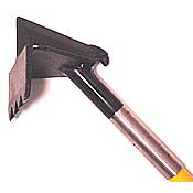 Hammer with a wooden handle and metal head shown from the side, ready for nailing or pulling nails.
