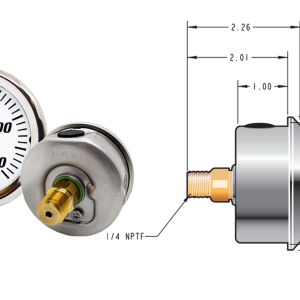 2.5" NOSHOK GAUGE 0-400 BLACK