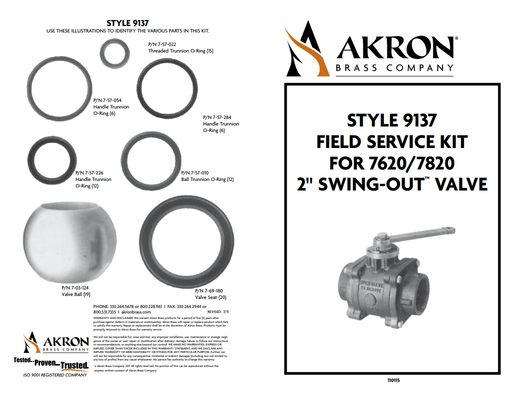 2" NYLON VALVE REPAIR KIT 9137