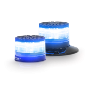 Red/Blue LED Beacon: Aluminum base, mini profile, 12-24v