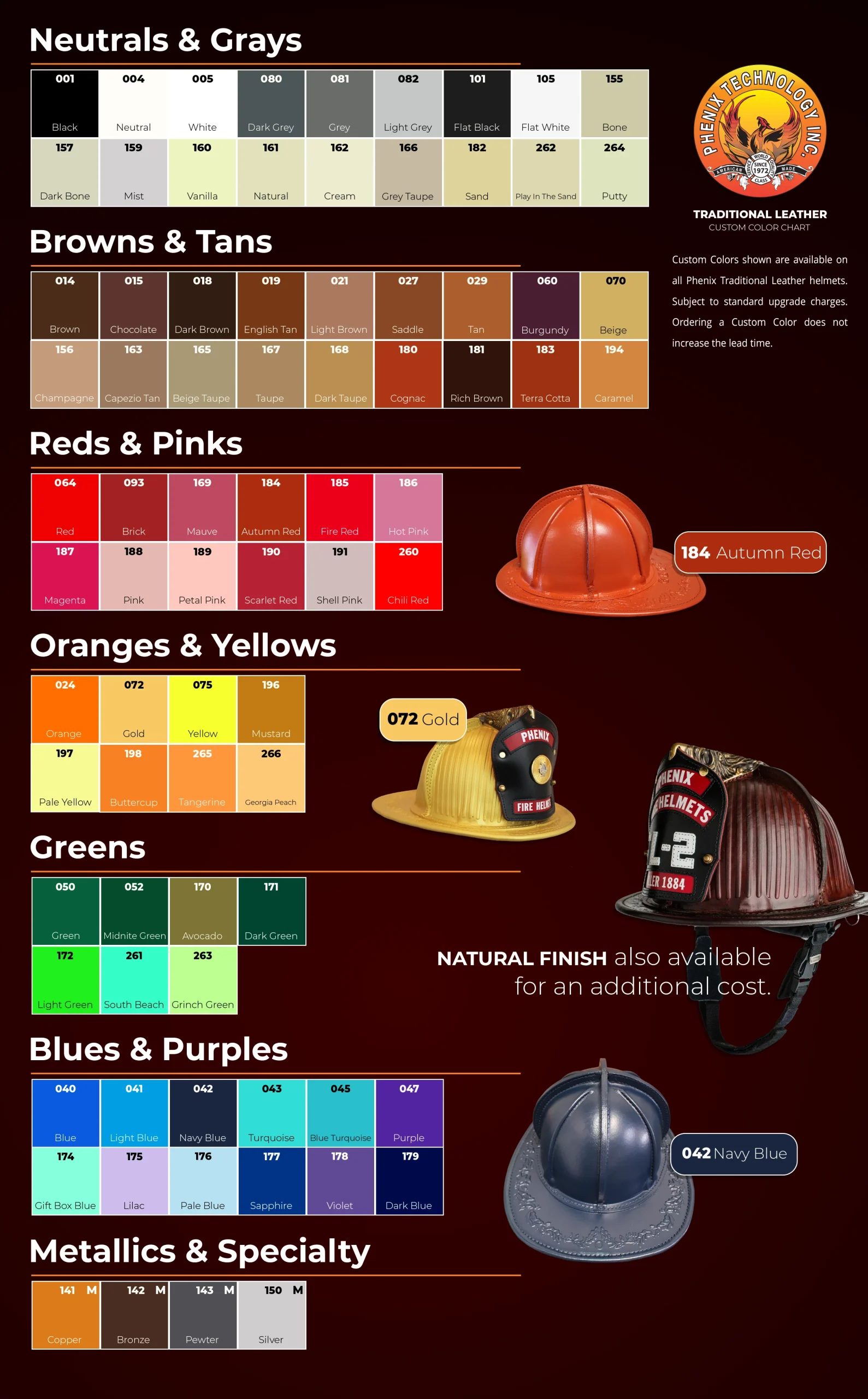 Phenix Custom Leather Color Options