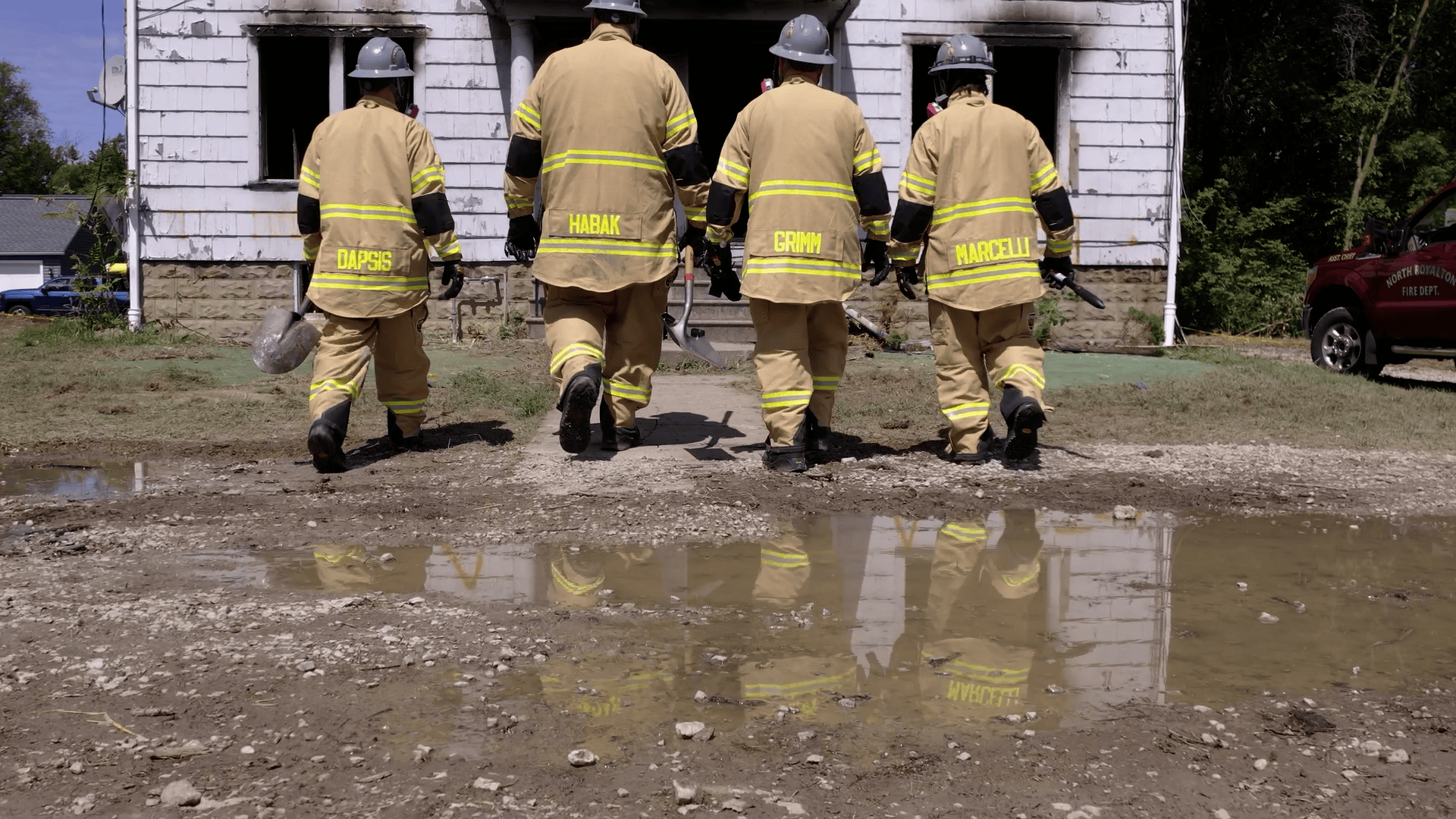 Fire-Dex investigation gear in action with respiration mask