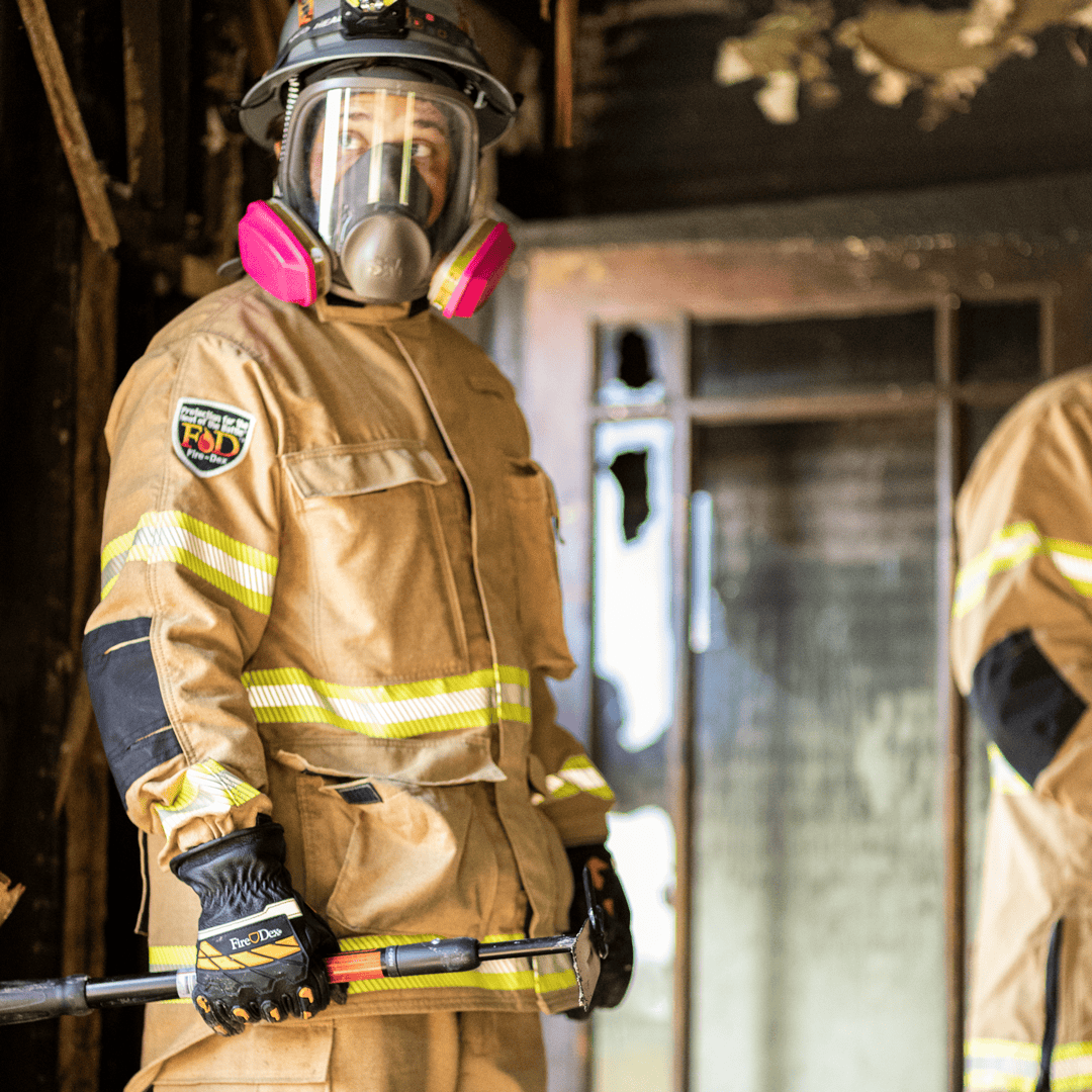 Fire-Dex investigation gear in action with respiration mask