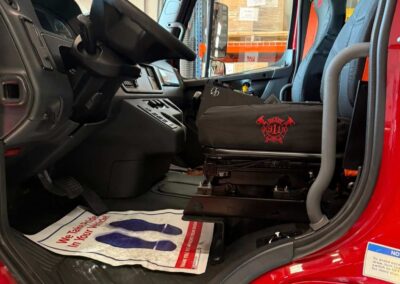 Interior of front seat in Firemaster Tanker