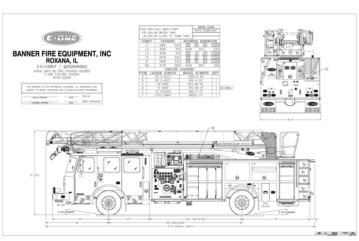 Drawing of Rescue pumper for sale