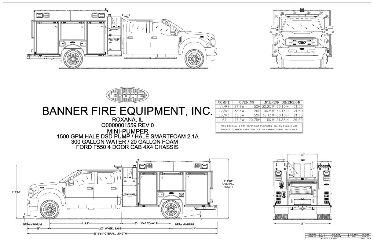 Drawing of mini pumper for sale