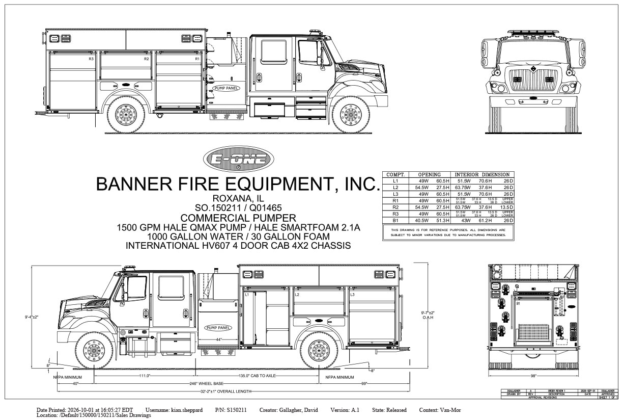 150211 Drawing of Rescue pumper for sale